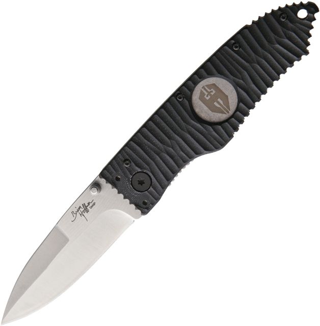 Hoffner Knives 2.8in Snap Folding Knife 6.8in Combo Edge Valkyrie Handle Black Finish - Hoffner Knives