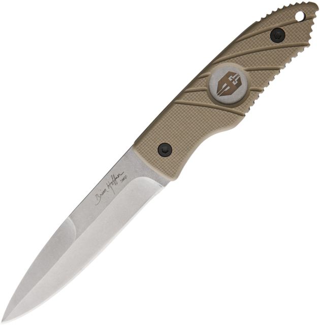 Hoffner Knives Hand Spear Khaki Fixed Blade Knife 4.875in Stainless Steel Standard Edge Stonewash - Hoffner Knives