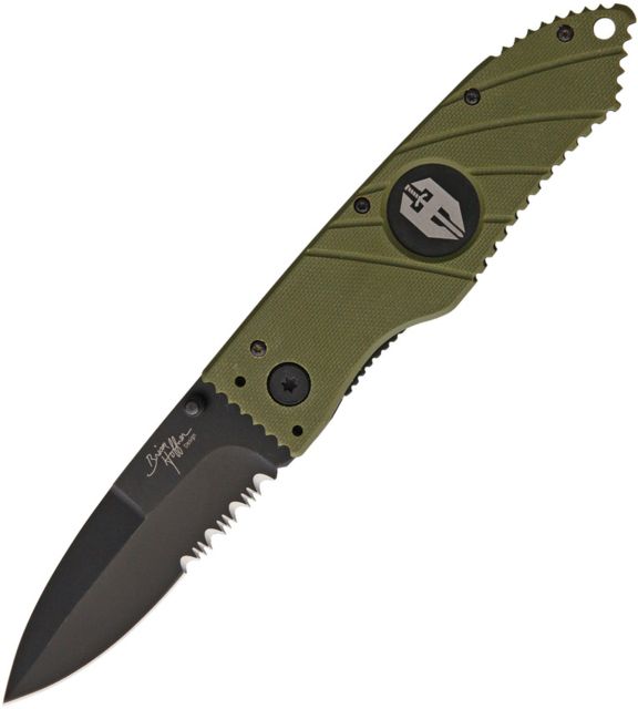 Hoffner Knives Linerlock Olive G-10 Folding Knife3.5in440 Stainless SteelPartially SerratedOliveG10 Handle - Hoffner Knives