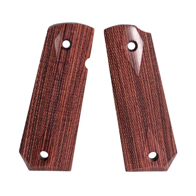 Hogue 1911 Govt. Ambidextrous Safety Cut Grip Model Bobtail Checkered Kingwood - Hogue
