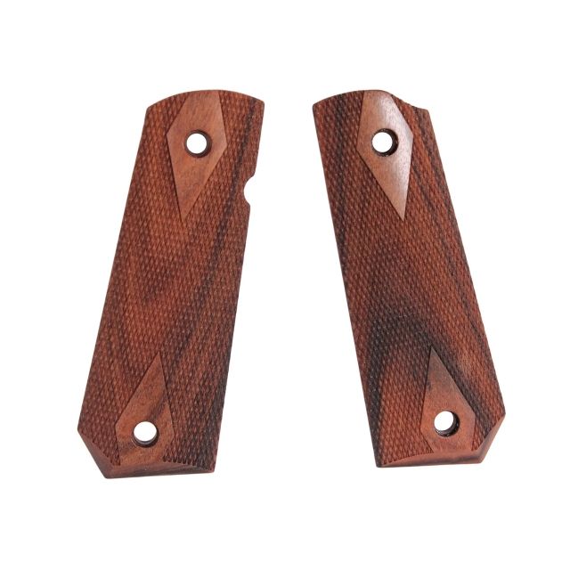 Hogue 1911 Govt. Ambidextrous Safety Cut Grip Model Bobtail Checkered Pau Ferro - Hogue