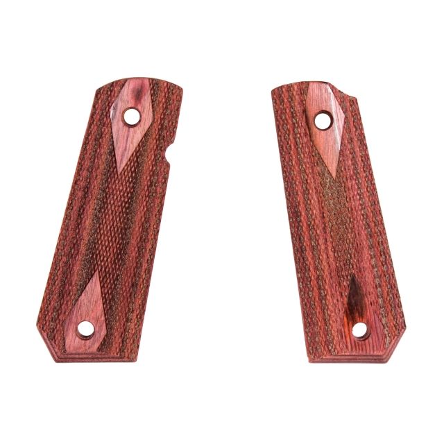 Hogue 1911 Govt. Ambidextrous Safety Cut Grip Model Bobtail Checkered Rosewood Laminate - Hogue