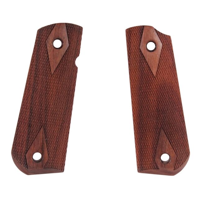 Hogue 1911 Govt. Ambidextrous Safety Cut Grip Model Round Heel Checkered Pau Ferro - Hogue