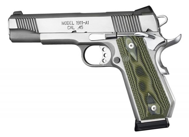 Hogue 1911 Govt. Grip Model Bobtail Checkered G10 G-Mascus Green Lava - Hogue