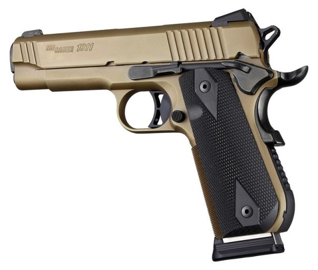 Hogue 1911 Govt. Grip Model Round Heel Checkered G10 Black - Hogue