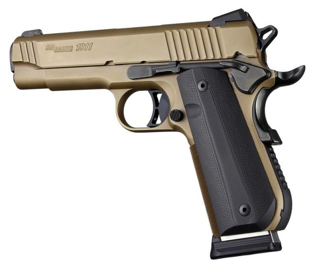 Hogue 1911 Govt. Grip Model Round Heel Smooth G10 Black - Hogue