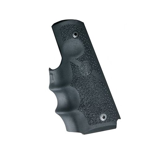Hogue 1911 Govt. Laser Enhanced Grip Green Laser Govt. 1911 Model Rubber Grip with Finger Grooves Black Black - Hogue