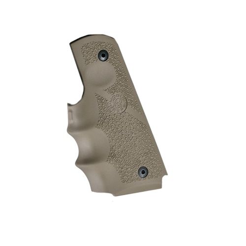 Hogue 1911 Govt. Laser Enhanced Grip Green Laser Govt. 1911 Model Rubber Grip with Finger Grooves Dark Earth Earth - Hogue