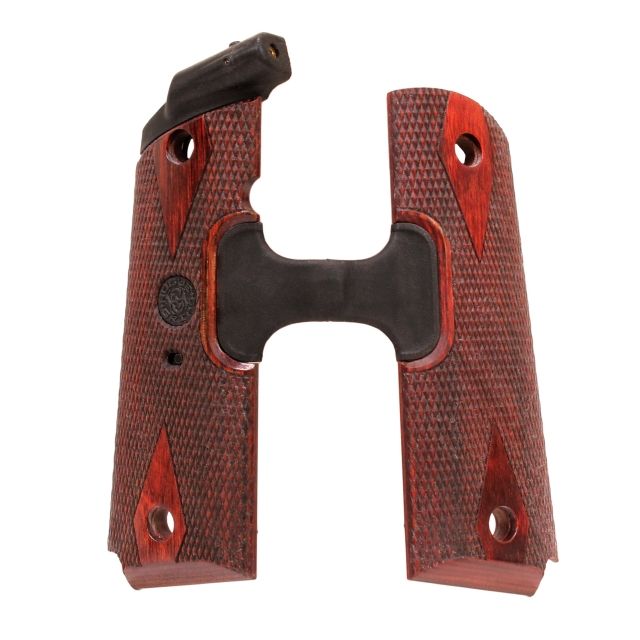 Hogue 1911 Govt. Laser Enhanced Grip Red Laser Reinforced Rosewood Checkered Rosewood - Hogue
