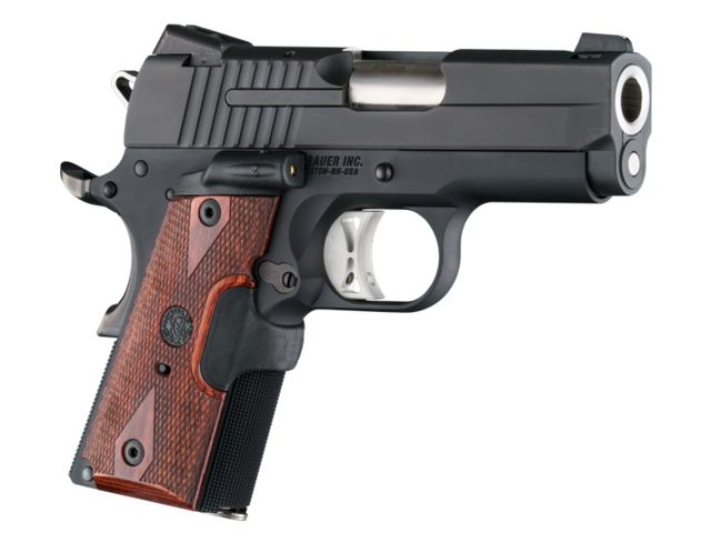 Hogue 1911 Officers Laser Enhanced Grip Green Laser Checkered Reinforced Rosewood Rosewood - Hogue