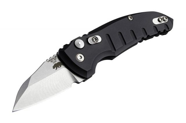 Hogue A01-Microswitch 1.95in Wharncliffe Blade Tumble Finish Alum Frame Matte Black - Hogue