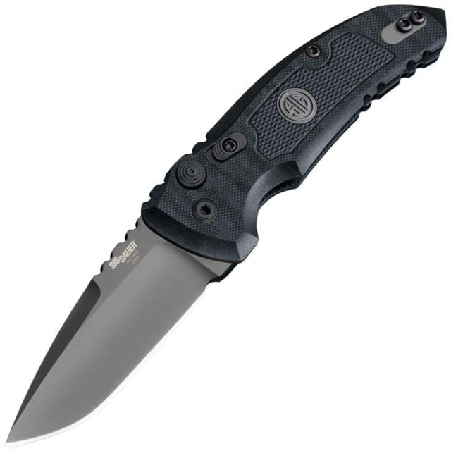 Hogue SIG A01-MicroSwitch Tactical Automatic Knife 2.75in Stainless Steel Drop-point Black G10 Black G10 - Hogue