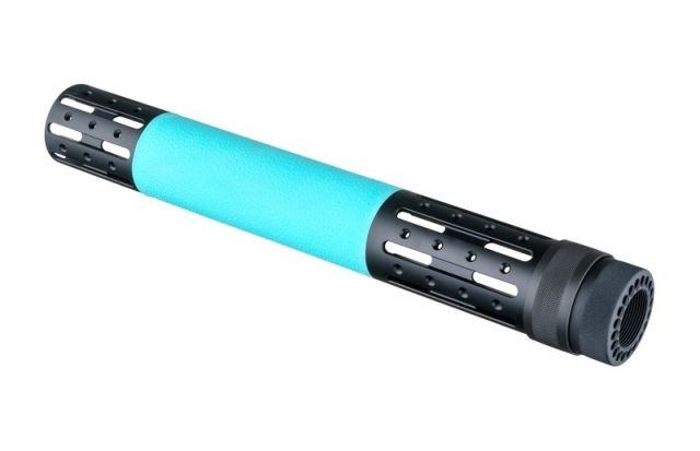 Hogue AR-15/M-16 Extended Length Free Float Forend with OverMolded Gripping Area and Accessory Attachments Aqua - Hogue