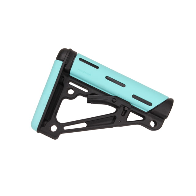 Hogue AR-15/M-16 OverMolded Collapsible Buttstock - Fits Commercial Buffer Tube Rubber Aqua