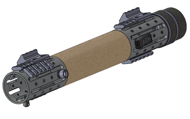 USED Hogue AR15 Ext. Length FF Forend w/ OverMolded Grip Area/Accessory Attachments Desert Tan 190610 EDEMO1 Used Condition Fair Installed/Mounted - Hogue
