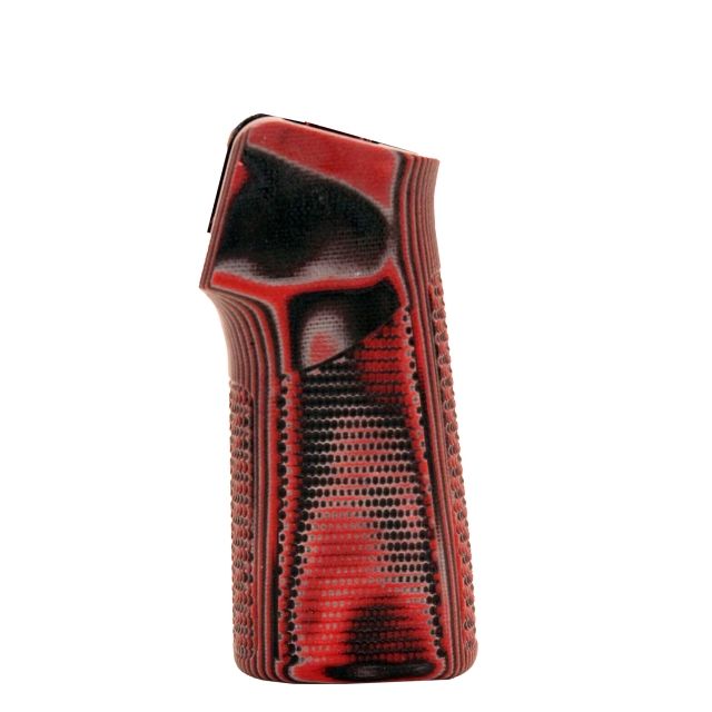 Hogue AR15/M16 15 Degree Vertical No Finger Groove GripPiranha Grip G10 G-Mascus Red Lava - Hogue