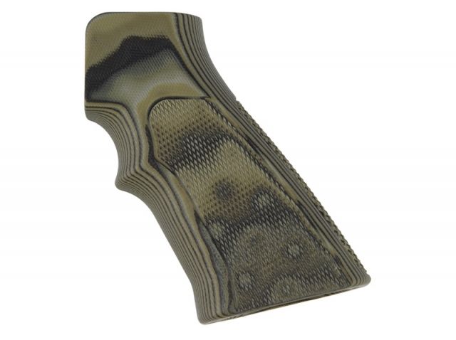 Hogue AR15 / M16 Checkered G-10 - G-Mascus OD Green Camo - Hogue