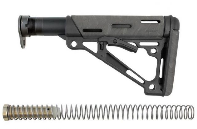 Hogue AR15/M16 OverMold Collapsible Buttstock Assy w/ Mil-Spec Buffer Tube and Hardware Ghillie Green Rubber - Hogue