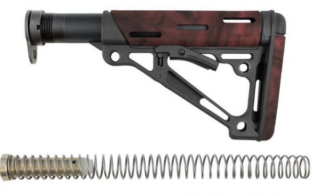 Hogue AR15/M16 OverMold Collapsible Buttstock Assy w/ Mil-Spec Buffer Tube and Hardware Red Lava Rubber - Hogue