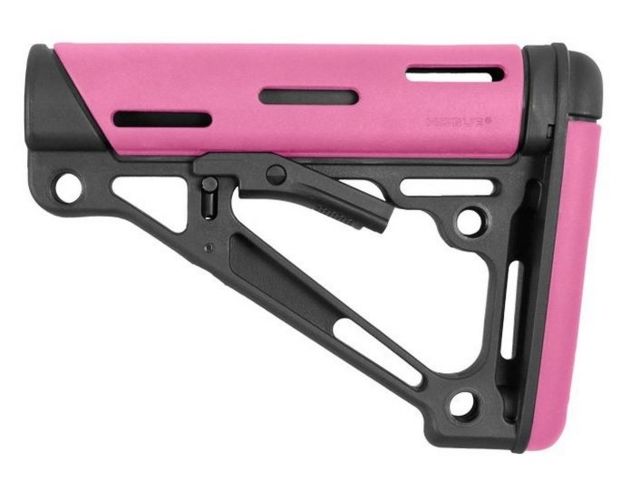 Hogue AR15/M16 OverMold Collapsible Buttstock Fits Mil-Spec Buffer Tube Pink Rubber