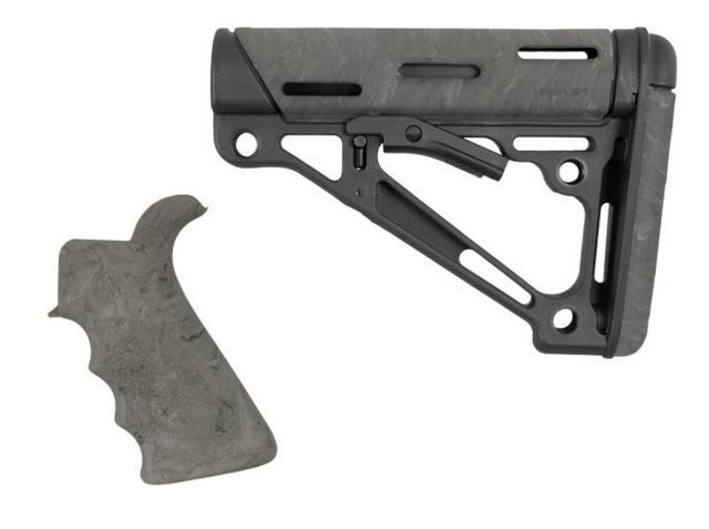 USED Hogue AR15/M16 Kit Finger Groove Beavertail Grip and OverMold Collapsible Buttstock Fits Comm. Buffer Tube Ghillie Green Rubber  EDEMO2 Used - Hogue