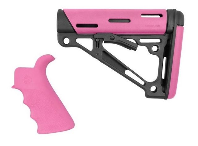 Hogue AR15/M16 Kit Beavertail Grip and OverMold Collapsible Buttstock Rifle Rubber Pink - Hogue