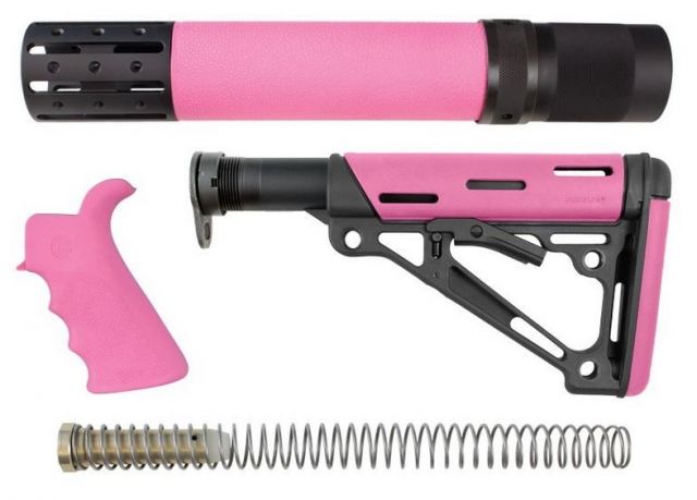 Hogue AR15/M16 Kit Finger Groove Beavertail Grip Rifle Length Forend w/ Accessories and OverMold Collapsible Buttstock w/ Mil-Spec Buffer Tube and - Hogue
