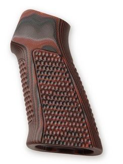 Hogue AR15 / M16 No Finger Groove Piranha Grip G10 G-Mascus Red Lava - Hogue