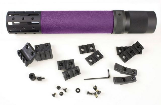 Hogue AR15/M16 Rifle Length Free Float Forend w/ OverMold Gripping area and Accessory Attachments Purple Purple - Hogue