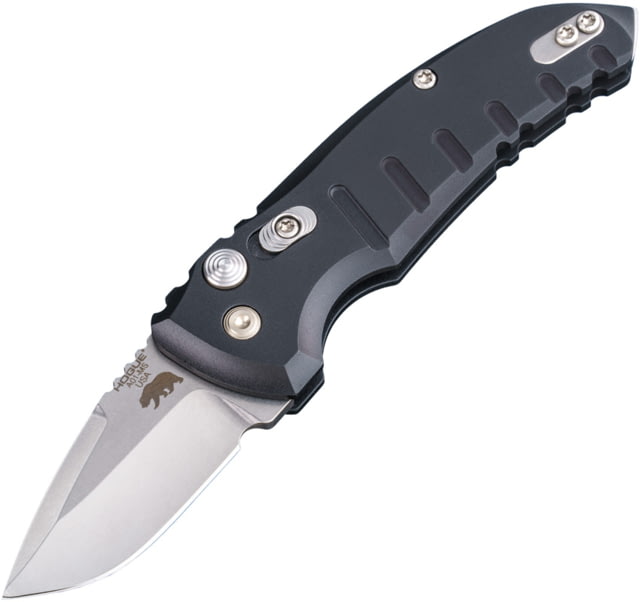 Hogue A01 MicroSwitch Automatic Folding Knives 1.95in CPM 154 Stainless Steel Stone Tumbled Matte Black Aluminum Handle - Hogue