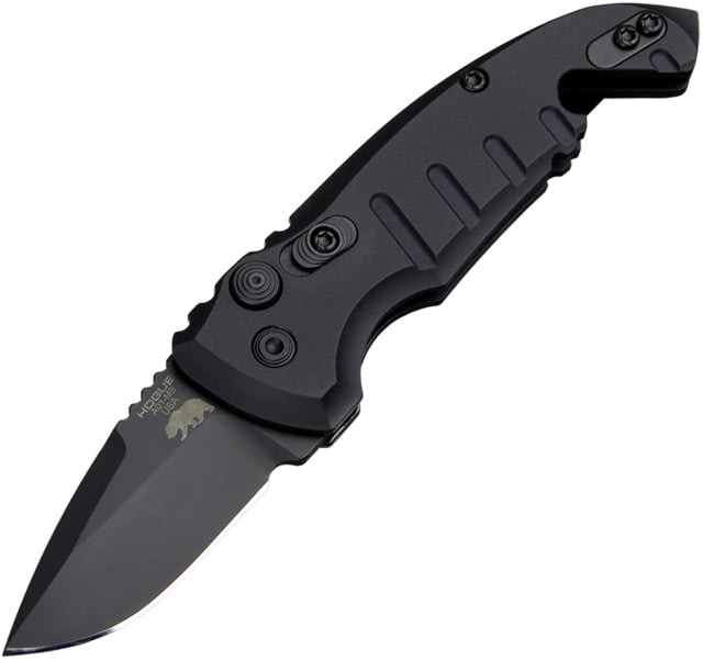 Hogue A01 MicroSwitch Automatic Folding Knives 1.95in CPM 154 Stainless Steel Black Cerakote Drop Point Blade Matte Black Aluminum Handle - Hogue