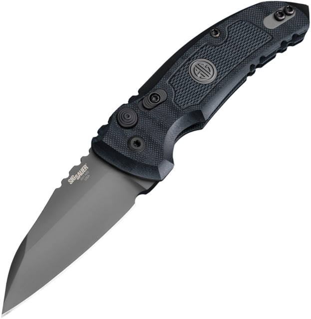 Hogue A01 MicroSwitch Automatic Folding Knives 2.75 in CPM 154 Stainless Steel Grey Cerakote Wharncliffe Blade Solid Black G10 Handle - Hogue
