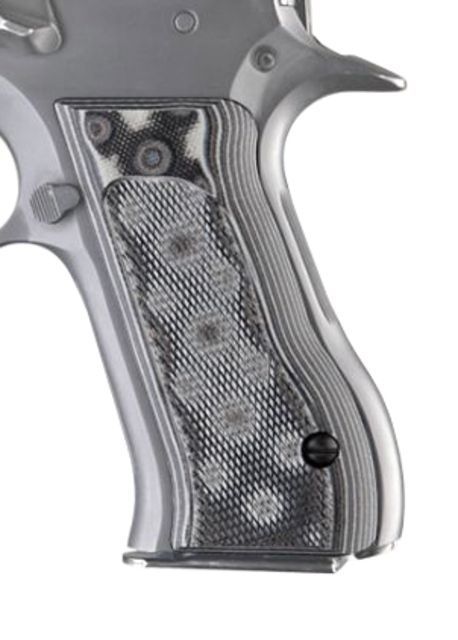 Hogue Baby Eagle .40 / 9mm Jericho & Uzi Eagle Checkered G-10 - G-Mascus Black/Gray - Hogue