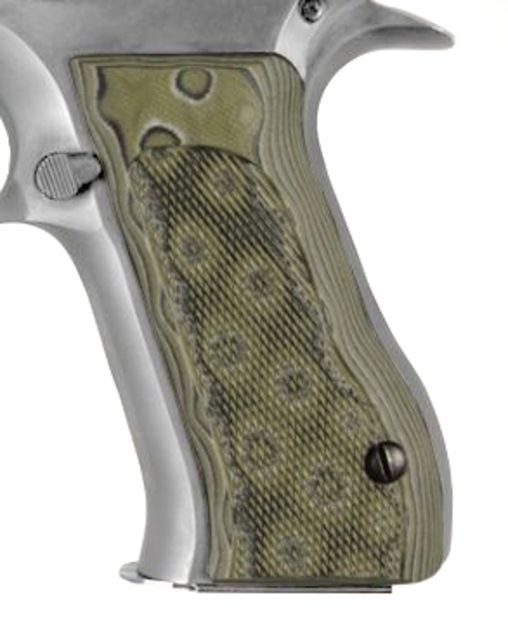 Hogue Baby Eagle .40 / 9mm Jericho & Uzi Eagle Checkered G-10 - G-Mascus OD Green Camo - Hogue