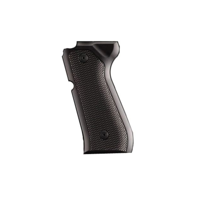 Hogue Beretta 92 Checkered Aluminum - Brushed Gloss Black Anodized - Hogue