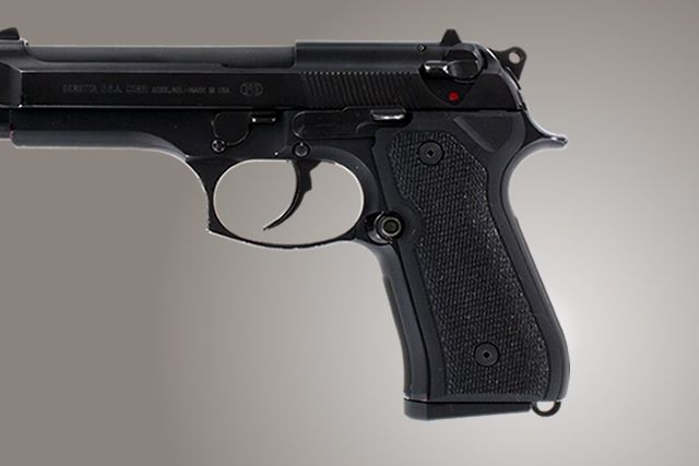 Hogue Beretta 92FS Checkered G-10 - Solid Black