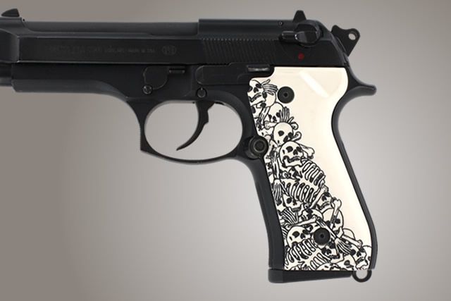 Hogue Beretta 92 Scrimshaw Ivory Polymer - Boneyard - Hogue