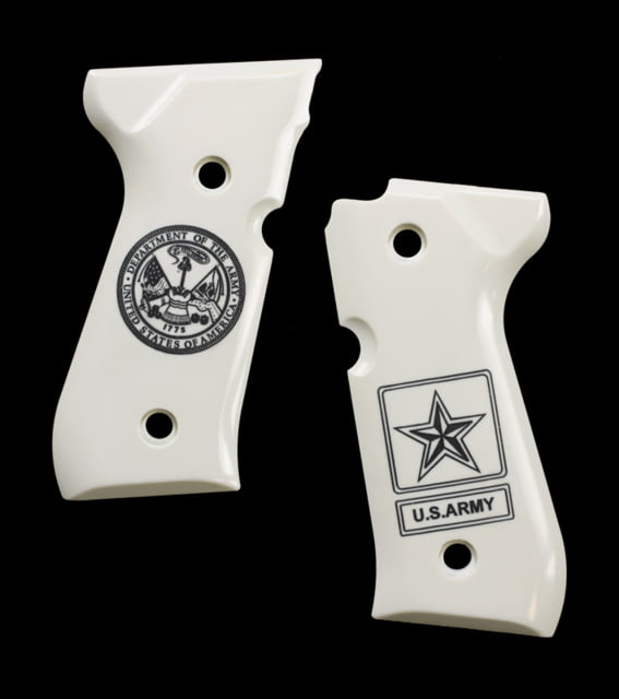 Hogue Beretta 92 Scrimshaw Ivory Polymer - Army insignia - Hogue