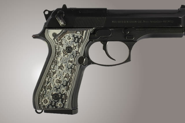 Hogue Beretta 92FS Chain Link G-10 - G-Mascus Black/Gray - Hogue