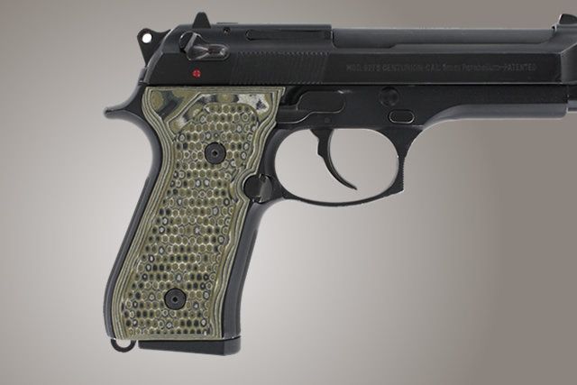 Hogue Beretta 92FS Piranha Grip G-10 - G-Mascus Green - Hogue