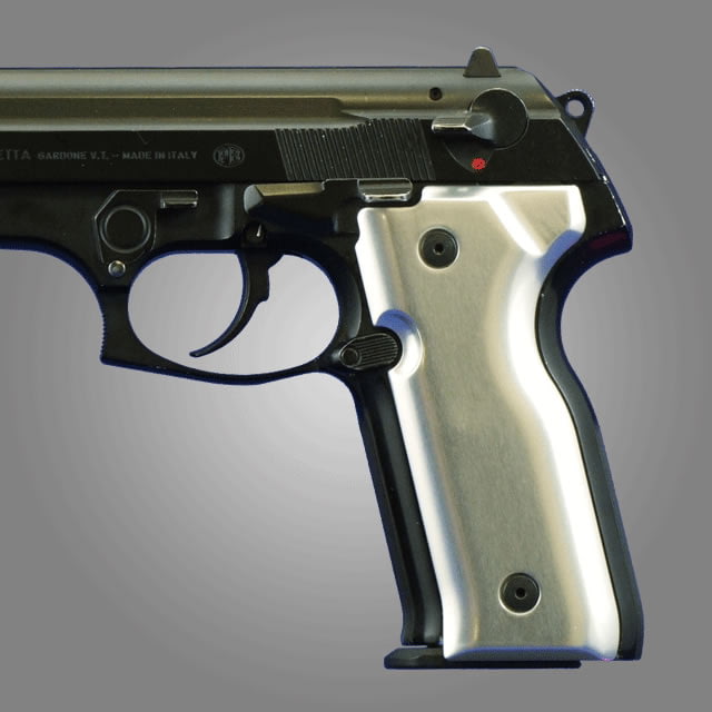 Hogue Handgun Grip Aluminum Brushed Gloss Clear - Beretta Cougar 8000/8040/8357 - Hogue