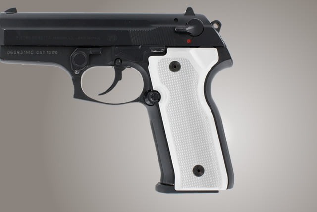 Hogue Beretta Cougar 8045 Checkered Aluminum - Matte Clear Anodized - Hogue