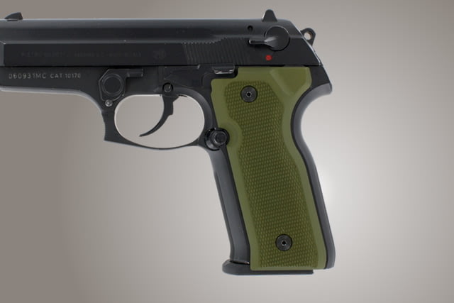 Hogue Beretta Cougar 8045 Checkered Aluminum - Matte Green Anodized - Hogue