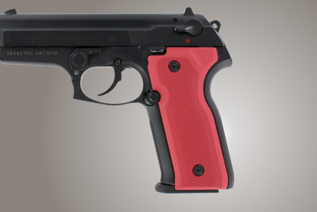 Hogue Beretta Cougar 8045 Checkered Aluminum - Matte Red Anodized - Hogue