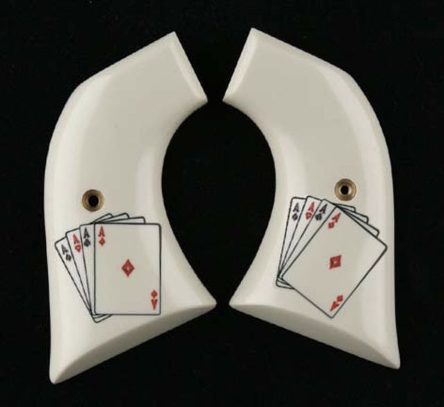 Hogue Blackhawk/Vaquero Scrimshaw Ivory Polymer - Double Aces - Hogue