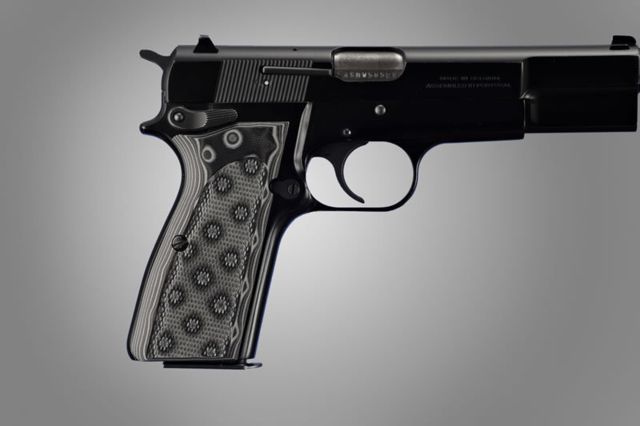 Hogue Browning Hi-Power Checkered G-10 - G-Mascus Black/Gray - Hogue