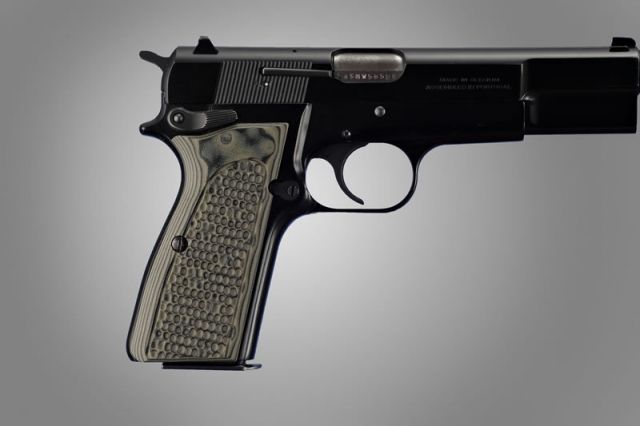 Hogue Browning Hi-Power Piranha Grip G-10 - G-Mascus Green - Hogue