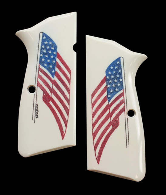 Hogue Browning Hi-Power Scrimshaw Ivory Polymer - American Flag - Hogue