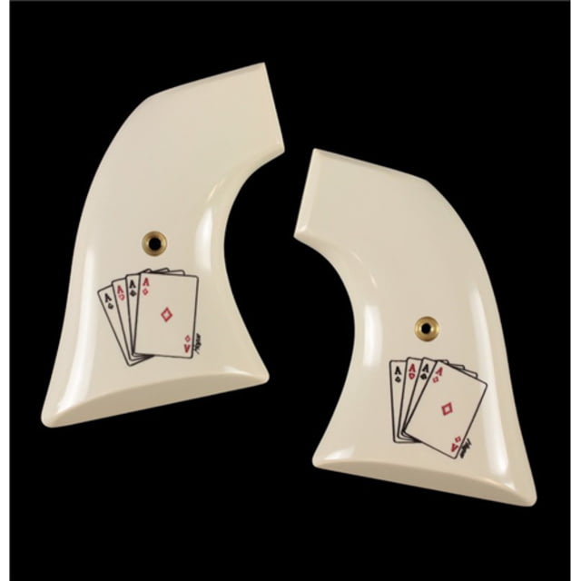 Hogue Colt Single Action Scrimshaw Ivory Polymer - Double Aces - Hogue