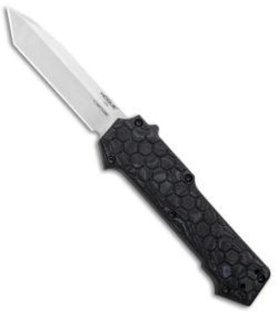 Hogue Compound OTF Automatic 3.5in Tanto Blade - Black PVD Finish Solid Black G10 Frame - Tritium Trigger - Hogue
